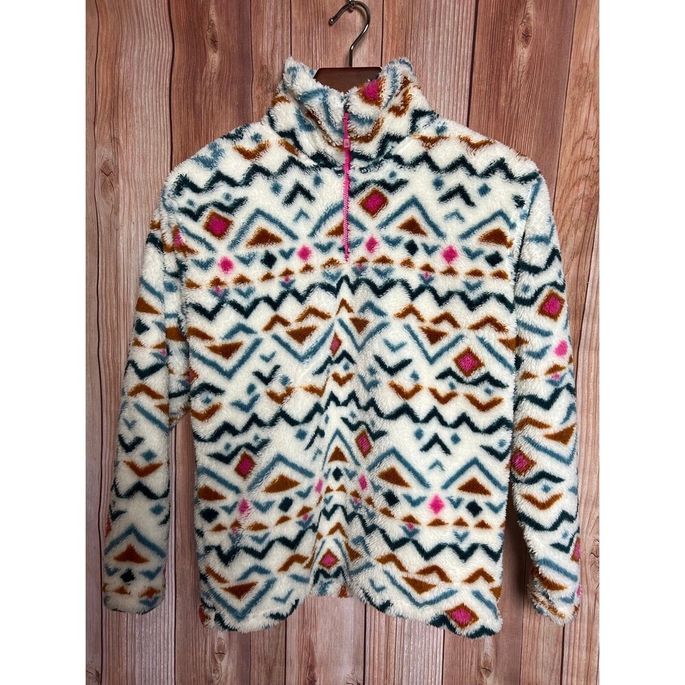 EDDIE BAUER Colorful Plush Sherpa 1/4 Zip Pullover Fleece Size S (Bx 5)